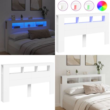 Tête de lit à LED blanc 180x18,5x103,5 cm bois d'ingénierie - Tête De Lit Led - Tête De Lit Moderne - Tête De Lit Blanche - Meuble De Chambre - Décoration Chambre - Home & Living