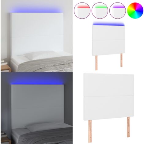 Tête de lit à LED Blanc 80x5x118/128 cm Similicuir - Tête De Lit Led - Tête De Lit Blanche - Tête De Lit Moderne - Tête De Lit Rembourrée - Tête De Lit Similicuir - Home & Living