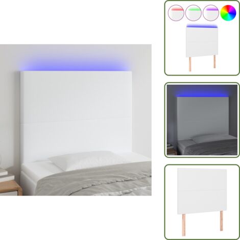 Tête de lit à LED Blanc 90x5x118/128 cm Similicuir - Tête De Lit Led - Tête De Lit Blanche - Tête De Lit Moderne - Tête De Lit Rembourrée - Simicuir