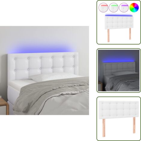Tête de lit à LED Blanc 90x5x78/88 cm Similicuir - Tête De Lit Led - Tête De Lit Blanche - Tête De Lit Moderne - Tête De Lit Rembourrée - Simicuir