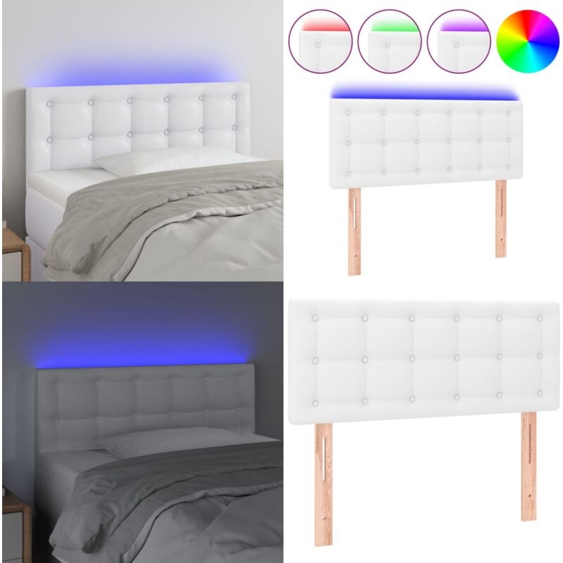 Tête de lit à led Blanc 90x5x78/88 cm Similicuir - Tête De Lit Led - Tête De Lit Blanche - Tête De Lit Moderne - Tête De Lit Rembourrée - Simicuir