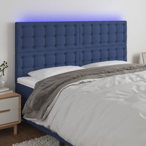 Tête de lit LED bleu foncé en velours 200x7x78/88 cm - FYDUN
