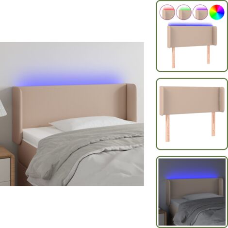 Tête de lit à LED Cappuccino 93x16x78/88 cm Similicuir - Tête De Lit Led - Tête De Lit Capitonnée - Tête De Lit Moderne - Tête De Lit Design - Tête De Lit Simili Cuir