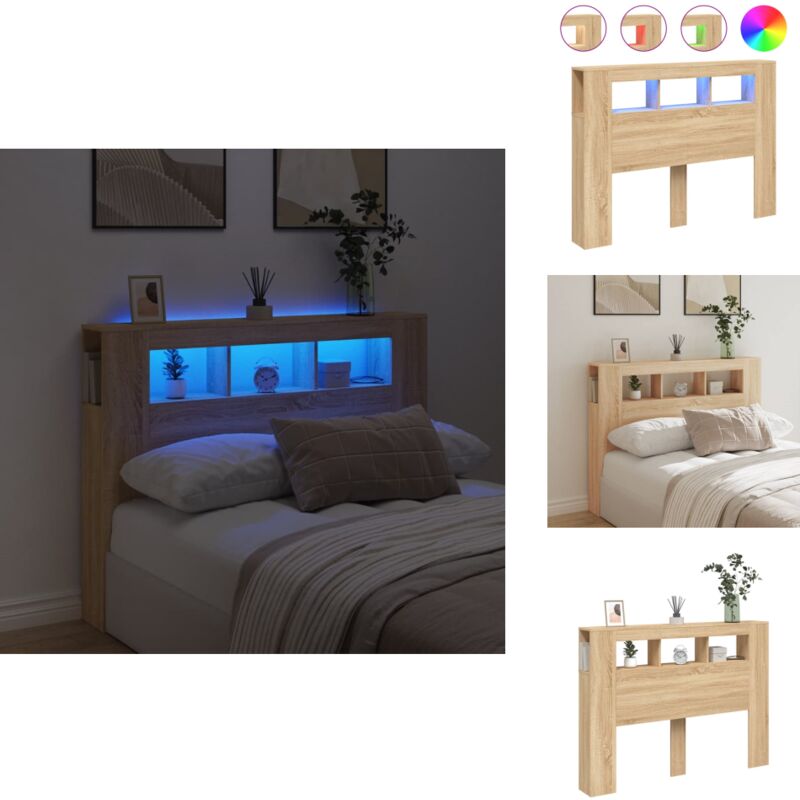 Vidaxl - Tête de lit à led chêne sonoma 140x18,5x103,5cm bois ingénierie - Tête De Lit Led - Tête De Lit Moderne - Tête De Lit Design - Tête De Lit