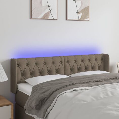 Tête de lit à LED - Design industriel - Pour Lit adulte - Taupe 147x16x78/88 cm Tissu Chic-282994
