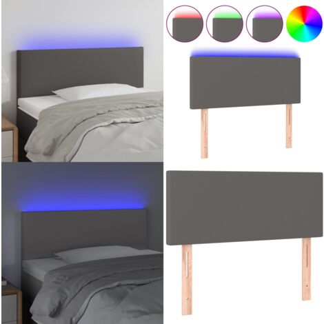 Tête de lit à LED Gris 90x5x78/88 cm Similicuir - Tête De Lit Led - Tête De Lit Moderne - Tête De Lit Rembourrée - Tête De Lit Grise - Tête De Lit Similicuir - Home & Living