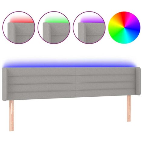 Tête de lit à LED Gris clair 183x16x78/88 cm Tissu