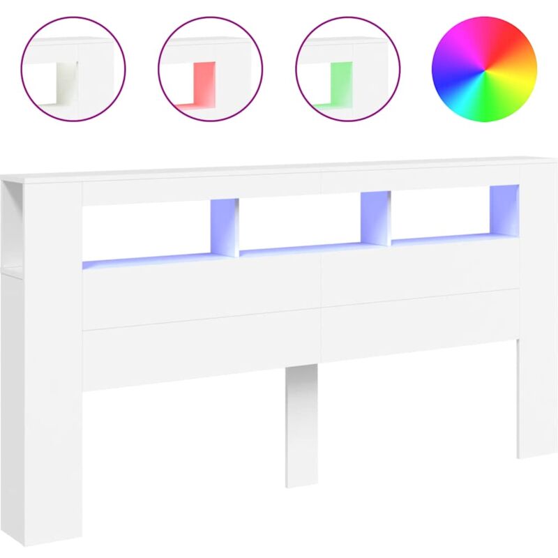 Vidaxl - Tête de lit à led blanc 200x18,5x103,5 cm bois d'ingénierie