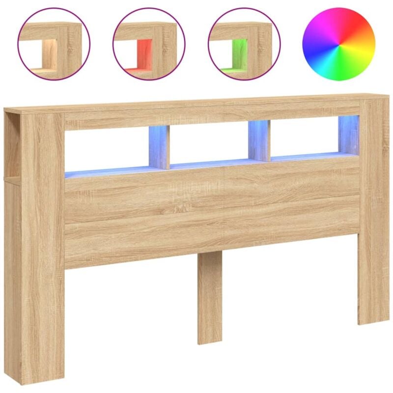 Vidaxl - Tête de lit à led chêne sonoma 180x18,5x103,5cm bois ingénierie