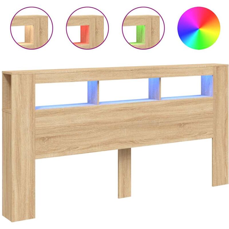 Tête de lit à led chêne sonoma 200x18,5x103,5cm bois ingénierie - Vidaxl
