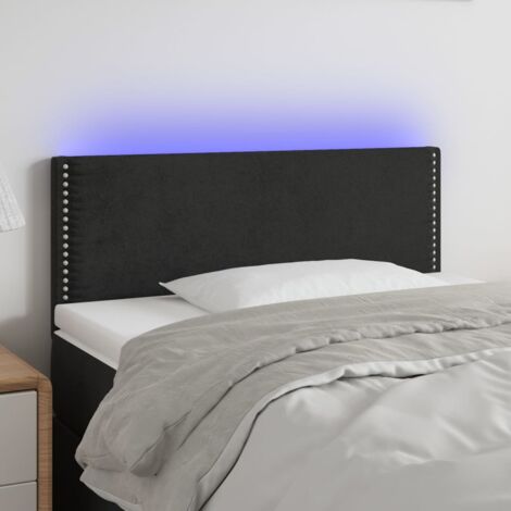 Tête de lit à LED Noir 100x5x78-88 Velours