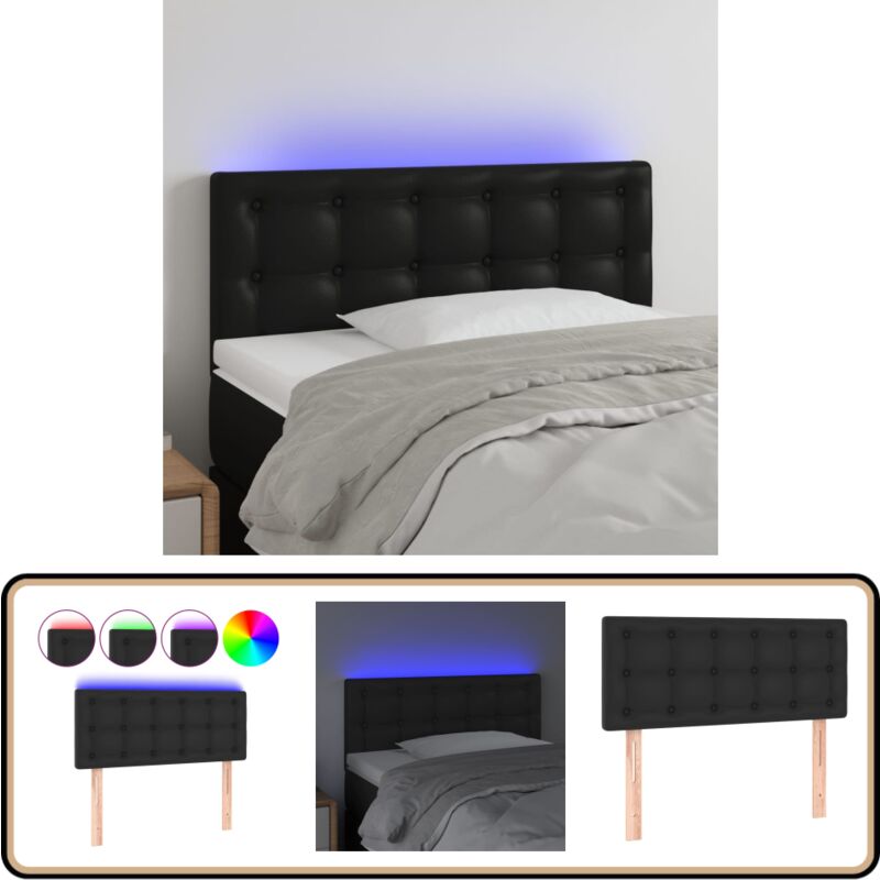 Vidaxl - Tête de lit à led Noir 100x5x78/88 cm Similicuir - Tête De Lit Led - Tête De Lit Moderne - Tête De Lit Noire - Tête De Lit Rembourrée
