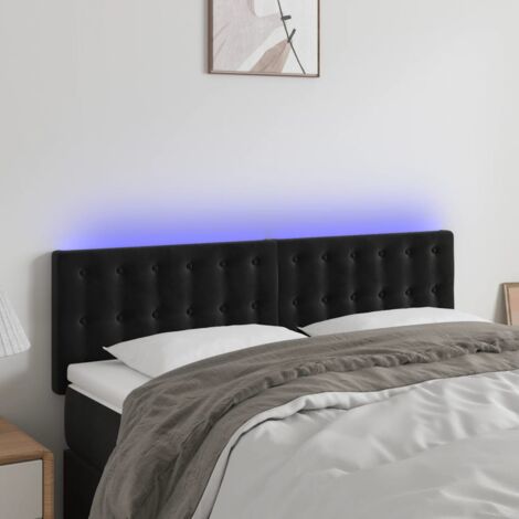 Tête de lit à LED Noir 144x5x78-88 Velours