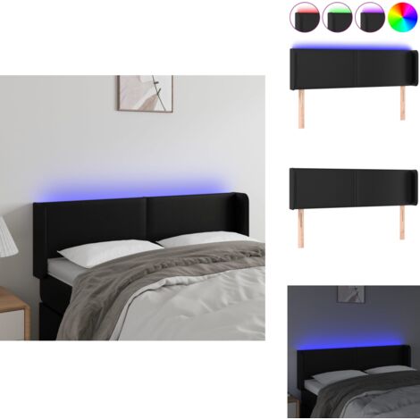 Tête de lit à LED Noir 147x16x78/88 cm Similicuir - Tête De Lit Led - Tête De Lit Moderne - Tête De Lit Noire - Tête De Lit Rembourrée - Tête De Lit Similicuir