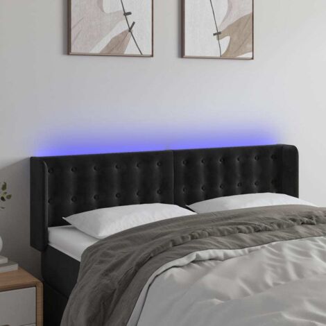 Tête de lit à LED Noir 147x16x78/88 cm Velours vidaXL