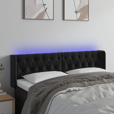 Tête de lit à LED Noir 147x16x78/88 cm Velours vidaXL
