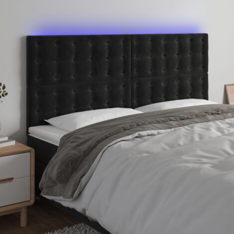 Tête de lit à LED Noir 160x5x118-128 Velours