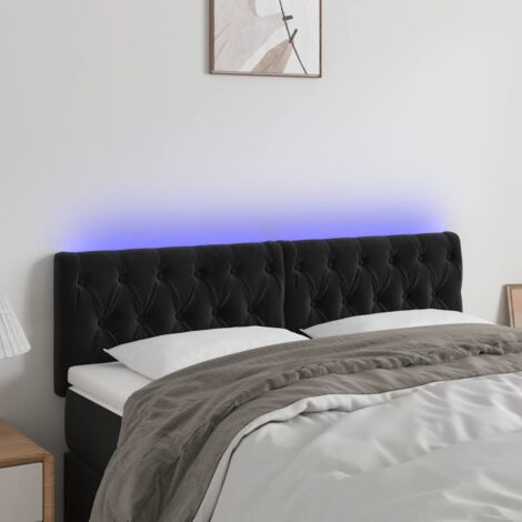 Tête de lit à LED Noir 160x7x78-88 Velours