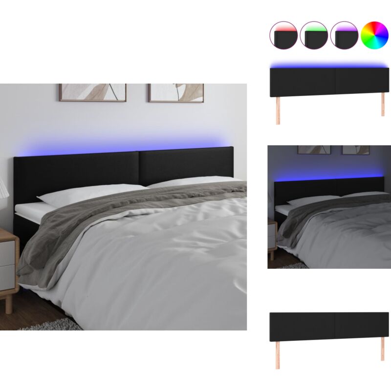 Vidaxl - Tête de lit à led Noir 180x5x78/88 cm Similicuir - Tête De Lit Led - Tête De Lit Moderne - Tête De Lit Noire - Tête De Lit Rembourrée - Tête
