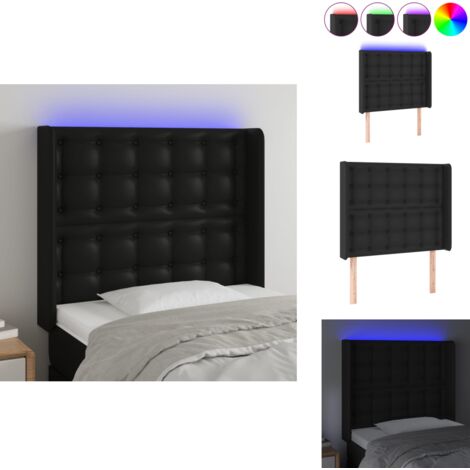 Tête de lit à LED Noir 83x16x118/128 cm Similicuir - Tête De Lit Led - Tête De Lit Moderne - Tête De Lit Noire - Tête De Lit Rembourrée - Tête De Lit Similicuir