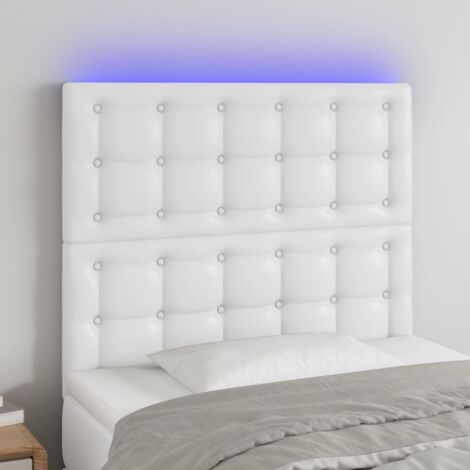 Tête de lit à LED-Panneau de lit avec lumière LED Blanc 100x5x118/128 cm Similicuir 180137