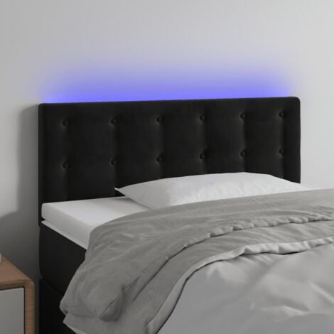 Tête de lit à LED-Panneau de lit avec lumière LED Noir 100x5x78/88 cm Velours 907610