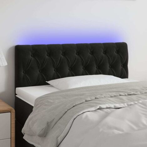 Tête de lit à LED-Panneau de lit avec lumière LED Noir 100x7x78/88 cm Velours 679251