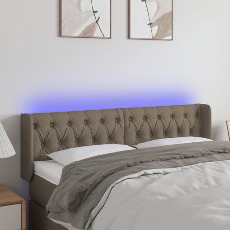 Tête de lit à LED-Panneau de lit avec lumière LED Taupe 147x16x78/88 cm Tissu 166256