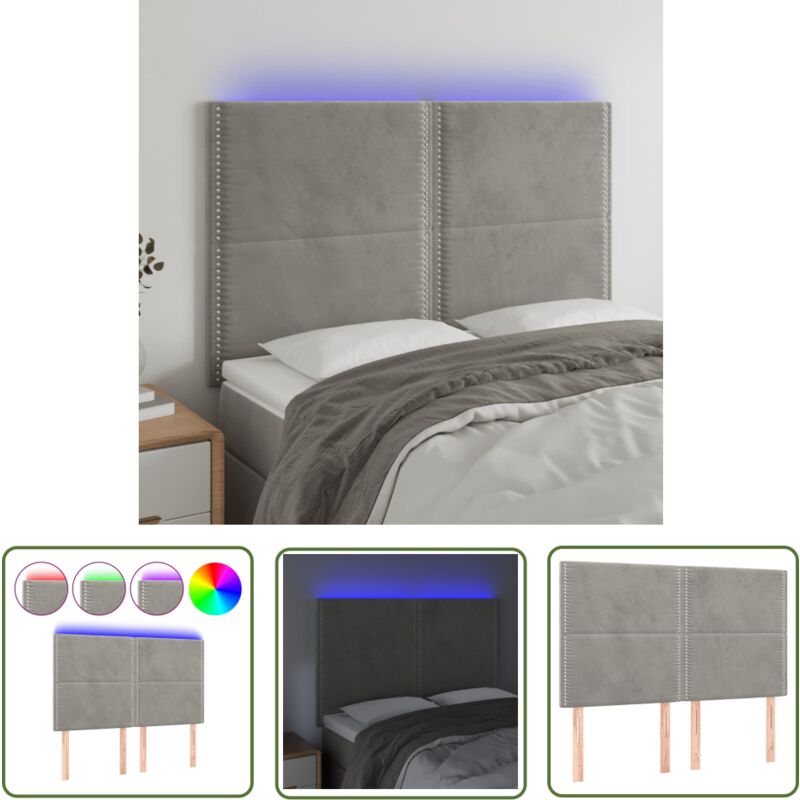 Maison Chic - The Living Store Tête de lit à led Gris clair 144x5x118/128 cm Velours - Tête De Lit Led - Tête De Lit Velours - Tête De Lit Moderne