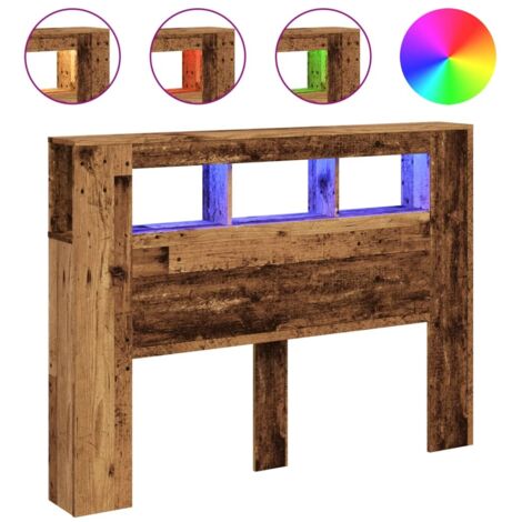 Tête de lit à LED vieux bois 140x18,5x103,5cm bois d'ingénierie