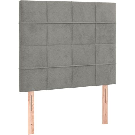 Tête de lit accessoire couchage chambre à coucher meuble 2 parties 80 x 5 x 78/88 cm tissu velours gris clair TDL0206410