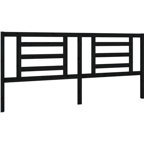 Tête de lit accessoire couchage chambre à coucher meuble 206 x 4 x 100 cm bois de pin noir TDL0202152