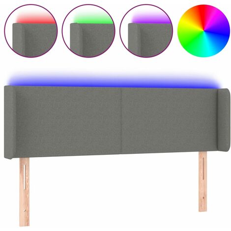 Tête de lit accessoire couchage chambre à coucher meuble à LED 147 x 16 x 78/88 cm tissu gris foncé TDL0201131