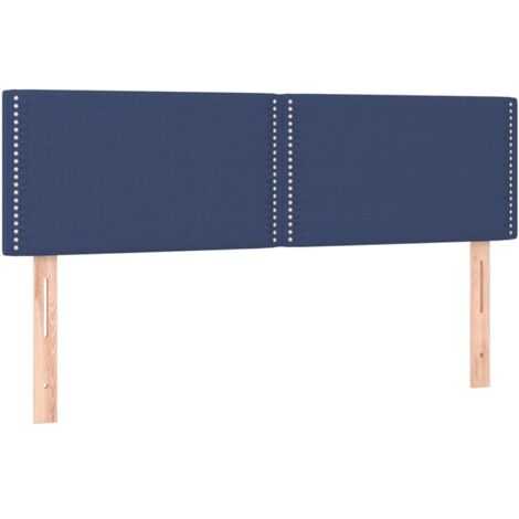 Tête de lit accessoire couchage chambre à coucher meuble en 2 parties 72 x 5 x 78/88 cm tissu bleu TDL0206564