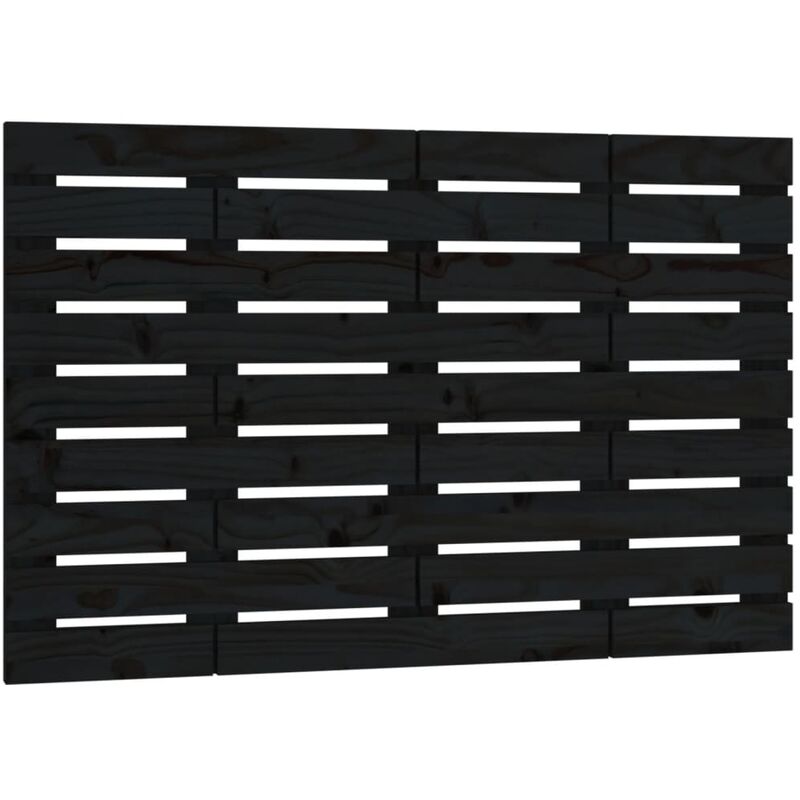 Tête de lit accessoire couchage chambre à coucher meuble murale style palette 96 x 3 x 63 cm Bois massif noir TDL0202494