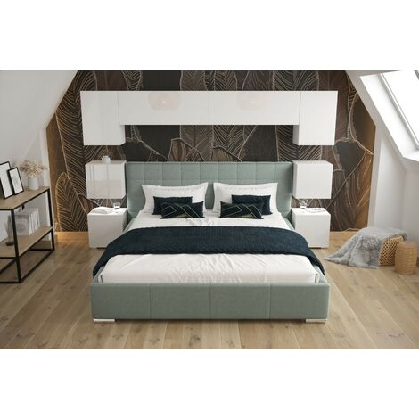 Tête de lit Armoire - pont de lit PANAMA 13/HG/W/2-1C blanc/blanc brillant 280x182x35cm
