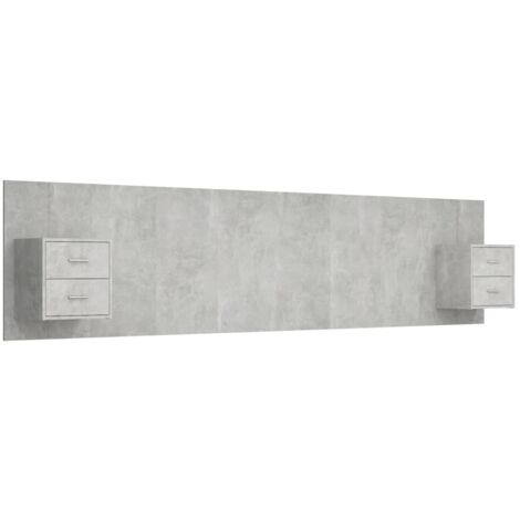 Tête de lit avec armoires Gris béton Bois d'ingénierie