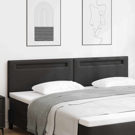Tête de lit avec des lumières à LED-Panneau de lit  à LED Noir 200 cm PVC 600232
