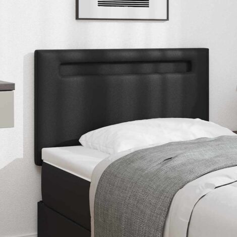 Tête de lit avec des lumières à LED-Panneau de lit  à LED Noir 90 cm PVC 306462