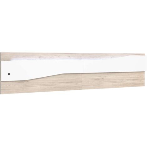 VENTEMEUBLESONLINE Tête de lit avec éclairage LED Set Tur ou Asym White et Sahara Colour Modern Bedroom 220x50 cm