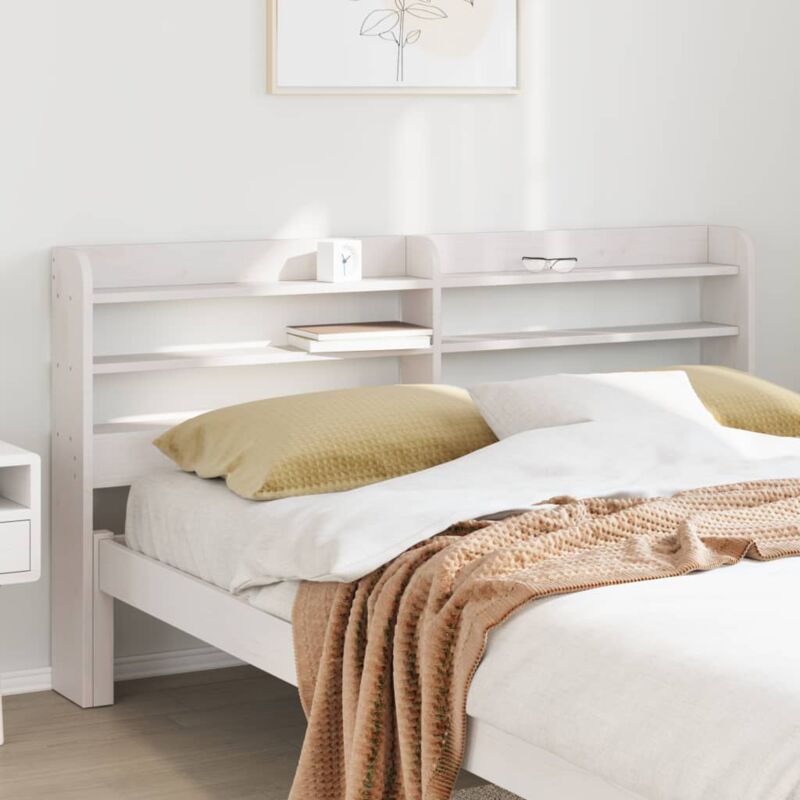 Vidaxl - Testiera Con Ripiani Bianca 135 Cm In Legno Massello Di Pino