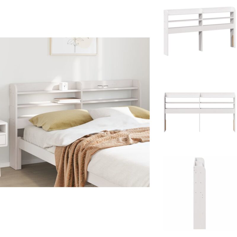 Tête de lit avec étagères blanc 140 cm bois massif de pin - Tête De Lit - Têtes De Lit - Tête De Lit En Bois - Tête De Lit En Bois Massif