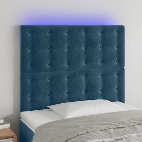 Tête de lit avec lumière LED,Panneau de lit,Décoration murale Bleu foncé 90x5x118/128 cm Velours XEJZT397114