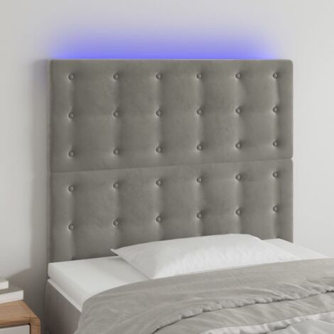 Tête de lit avec lumière LED,Panneau de lit,Décoration murale Gris clair 100x5x118/128 cm Velours XJDT974117
