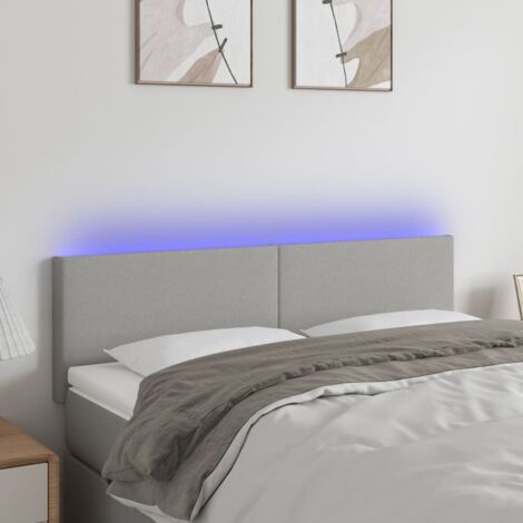Tête de lit avec lumière LED,Panneau de lit,Décoration murale Gris clair 144x5x78/88 cm Tissu XJDT237855