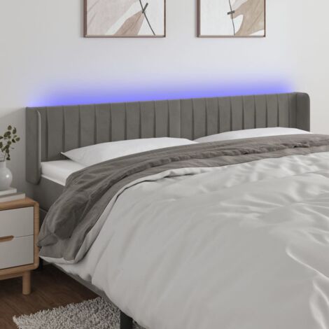 Tête de lit avec lumière LED,Panneau de lit,Décoration murale Gris clair 163x16x78/88 cm Velours XJDT452350