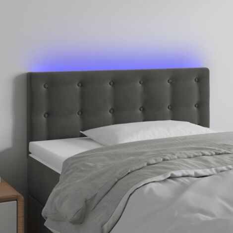 Tête de lit avec lumière LED,Panneau de lit,Décoration murale Gris foncé 100x5x78/88 cm Velours XJDT779496