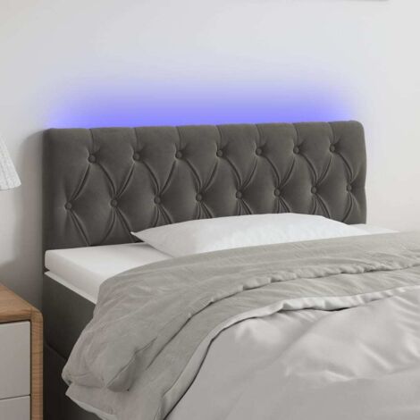 Tête de lit avec lumière LED,Panneau de lit,Décoration murale Gris foncé 100x7x78/88 cm Velours VSGS302227