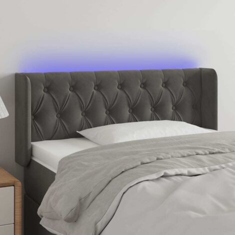 Tête de lit avec lumière LED,Panneau de lit,Décoration murale Gris foncé 103x16x78/88 cm Velours VSGS998504
