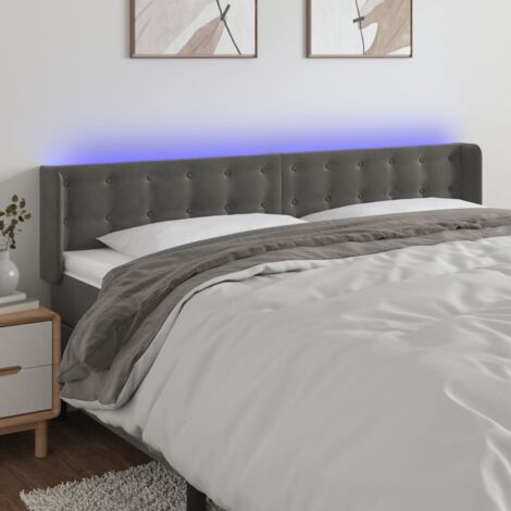Tête de lit avec lumière LED,Panneau de lit,Décoration murale Gris foncé 203x16x78/88 cm Velours XJDT722631